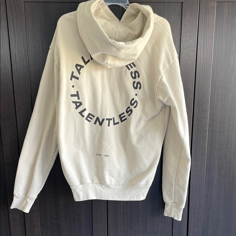 Talentless Cream Hoodie with Black Logo